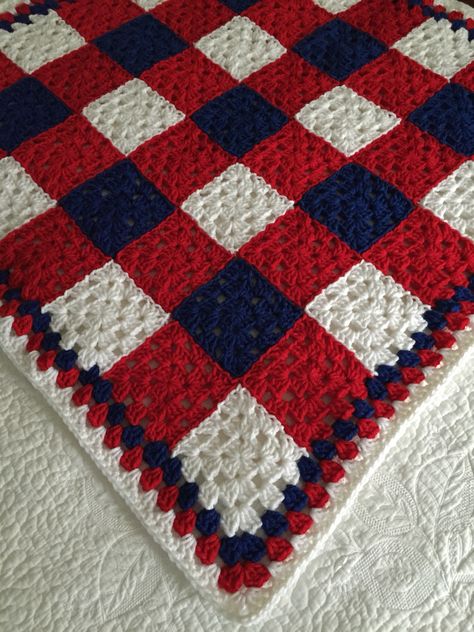 Red White And Blue Granny Squares, Bobble Stitch Crochet Blanket, Knit Throw Blanket Pattern, Crochet Quilt Pattern, Bobble Stitch Crochet, Crochet Ripple Blanket, Plaid Crochet, Crochet Coasters Free Pattern, Crochet Square Blanket