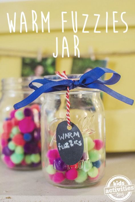 Warm Fuzzies Jar: Positive Reinforcement Activity for Kids Caught Being Good, Teaching Social Skills, Social Emotional Development, Warm Fuzzies, Mason Jar Gifts, Positive Behavior, Toddler Fun, Kids Corner, Preschool Classroom