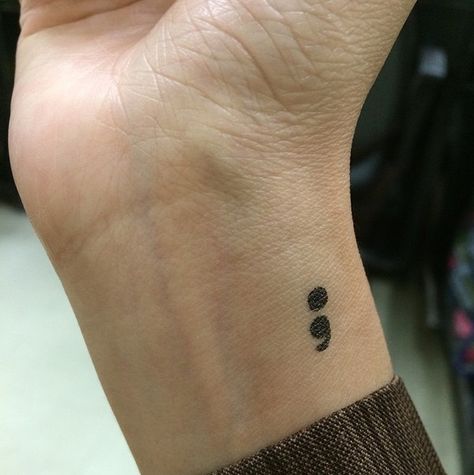 semi colon tattoo Quotation Mark Tattoo, Semi Colon Tattoo, Semicolon Tattoo Meaning, Colon Tattoo, Quotation Mark, Semi Colon, Health Tattoo, Mark Tattoo, Dot Tattoos