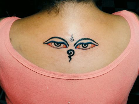 Eye Of Buddha Tattoo, Buddha Eyes Tattoo, Ohm Tattoo, Buda Tattoo, Eye Tattoo Meaning, Buddha Eyes, Tibetan Tattoo, Body Tattoo Design, Eyes Tattoo