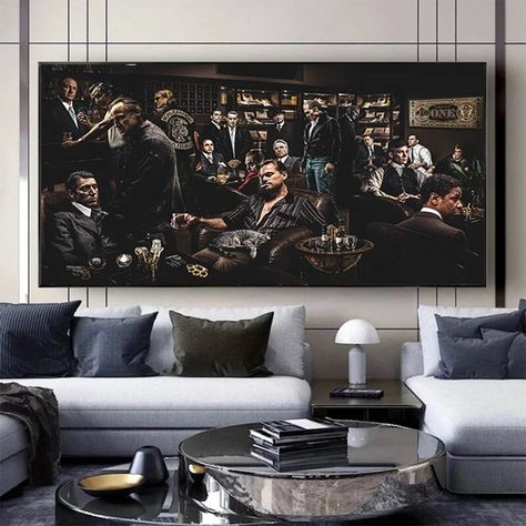 Wolf On Wall Street, Bureau D'art, Gangster Party, Art Galaxie, Iconic Movie Characters, The Wolf Of Wall Street, Wolf Of Wall Street, Bachelor Pad, Tableau Art