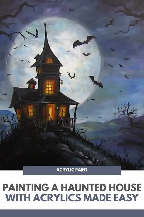 Art is a wonderful way to express your creativity and imagination. Whether you're a seasoned artist or a complete beginner, acrylic painting offers a versatile and vibrant medium to bring your ideas to life. In this beginner-friendly art tutorial, we'll dive into the world of acrylics and guide you through the process of creating a spooky haunted house painting. So, grab your brushes, acrylic paints, and a canvas, and let's get started! Materials You'll Need: Before we embark on... Ghost House Painting, How To Paint A Haunted House, Spooky Painting Tutorial, Scary Paintings Easy, Painting Haunted House, Halloween Acrylic Painting Ideas, Haunted House Painting, Halloween Acrylic Painting, Spooky Painting Ideas