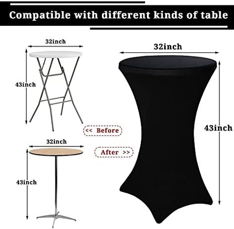 Spandex Cocktail Table Decor, Tall Tables For Parties, Cocktail Table Decor Party, Diy Cocktail Table, Havana Nights Party Theme, Cocktail Table Decor, Cocktail Party Decor, Wedding Cocktail Party, High Top Tables