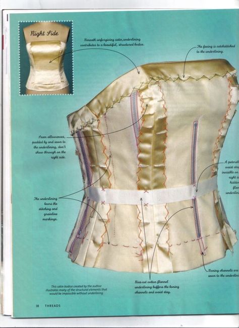 Pola Bra, Threads Magazine, Corset Sewing Pattern, Tailoring Techniques, Corset Pattern, Corset Fashion, Sew Ins, Couture Sewing Techniques, Couture Sewing