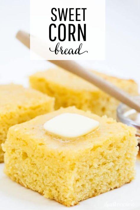 This moist and fluffy sweet cornbread is one of my favorites to make during the fall. It pairs perfectly with a hot bowl of chili. #cornbread #bread #breadrecipes #fall #fallrecipes #baking #bakingrecipes #homemade #easyrecipe #recipe #iheartnaptime Best Sweet Cornbread, Buttery Cornbread Recipe, Creamed Corn Cornbread, Easy Homemade Cornbread, Buttery Cornbread, Easy Cornbread Recipe, Best Cornbread Recipe, Bowl Of Chili, Cornbread Recipe Sweet