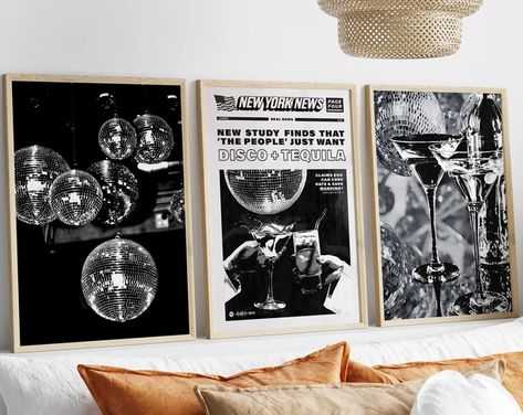 CelebrityPrint - Etsy Disco Tequila, Tequila Poster, Tequila Print, Disco Ball Poster, Disco Art, Disco Ball Print, Retro Bar Cart, 2 Piece Wall Art, Modern Kitchen Art