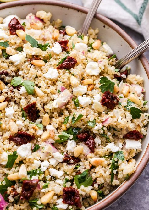 Sun Dried Tomato Quinoa Salad Tomato Quinoa Salad, Mediterranean Quinoa Bowl, Recipe Runner, Honey Lime Vinaigrette, Mexican Quinoa Salad, Perfect Quinoa, Tomatoes And Feta, Mediterranean Quinoa, Quick Side Dishes