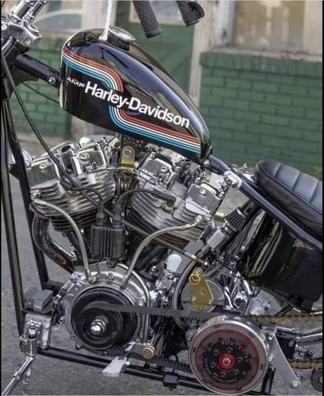 Painted Motorcycle, Shovelhead Bobber, Amf Harley, Shovelhead Chopper, Sportster Cafe Racer, Harley Davidson Images, Harley Davidson Engines, Custom Motorcycles Bobber, Harley Shovelhead