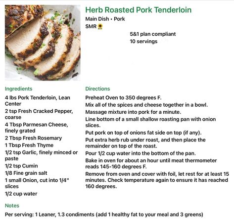 Lean Dinners, Roasted Pork Tenderloin, Lean Protein Meals, Roasted Pork Tenderloins, Lean And Green, Pork Roast Recipes, Green Meals, Lean And Green Meals, Roasted Pork