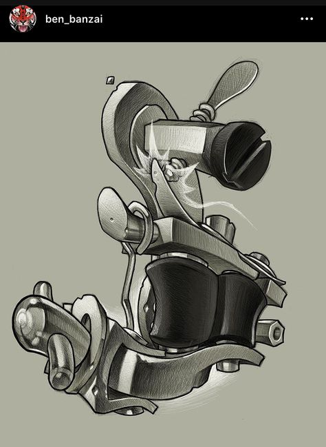 Coil Tattoo Machine Drawing, Coil Machine Tattoo Design, Tattoo Machine Drawing, Tattoo Machine Art, Tattoo Machine Design, Fierce Tattoo, Coil Tattoo, Machine Drawing, Coil Tattoo Machine