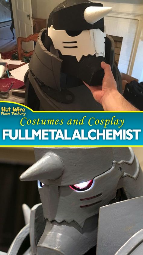 Alphonse Cosplay, Detailed Cosplay, Cosplay Props Diy, Fma Cosplay, Fullmetal Alchemist Brotherhood Cosplay, Alphonse Elric Cosplay, Full Metal Alchemist Cosplay, Eva Foam Mask, Edward Elric Cosplay Diy