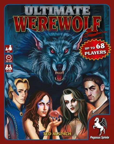 Your quiet little 16th century village has suddenly become infested with some very unfriendly werewolves ... can you and the other villagers find them before they devour everyone? Ultimate Werewolf is the ultimate party game for anywhere from 5 to 68 players of all ages. Each player has an agenda: as a villager, hunt down the werewolves; as a werewolf, convince the other villagers that you're innocent, while secretly dining on those same villagers each night. Dozens of special roles are availabl One Night Ultimate Werewolf, Rp Games, One Night, Party Game, Party Games, Special Features, Board Games, Illustrator, Comic Book Cover