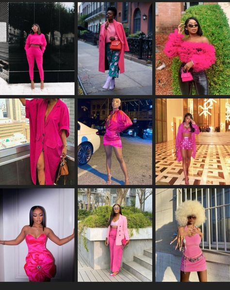 Hot Pink Outfit Ideas Black Women, Silver And Pink Outfit Black Women, Pink Concert Outfit Ideas Black Women, Different Shades Of Pink Outfits, Pink And Black Outfit Black Women, Cute Pink Outfits Black Women, All Pink Outfit Ideas, All Pink Outfit Black Women, Neon Pink Outfit Ideas