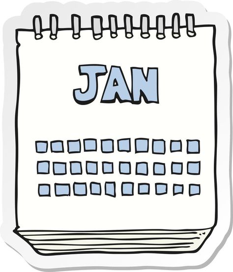 sticker of a cartoon calendar showing month of january January Cartoon, January Month, 3d Vector, Yearly Calendar, A Cartoon, Vector Free, Bullet Journal, Clip Art, Quick Saves