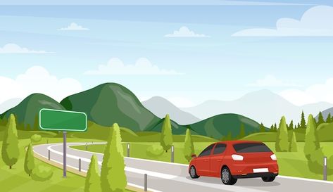 Roadtrip Illustration, Car Illustration Art, Psa Campaign, Road Trip Illustration, Baby Road Trip, Road Drawing, Road Trip Art, Travel Road Trip, Road Vector