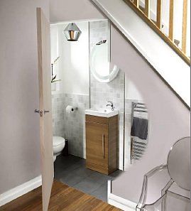 Cloakroom Splashback Ideas | Ideas For Decorating Your Cloakroom Understairs Toilet, تحت الدرج, Coastal Bathroom Design, Bathroom Under Stairs, White Bathroom Designs, Small Toilet, Toilet Design, Understairs Storage, Unique Bathroom