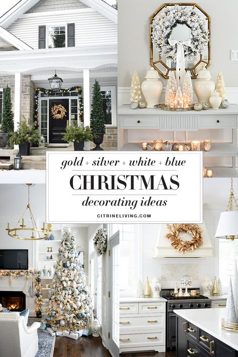 Summer Living Room Decor, Silver Living Room, Summer Living Room, Outside Christmas Decorations, Christmas Decorating Ideas, Fall Kitchen Decor, Classy Christmas, Chic Spaces, White Christmas Decor