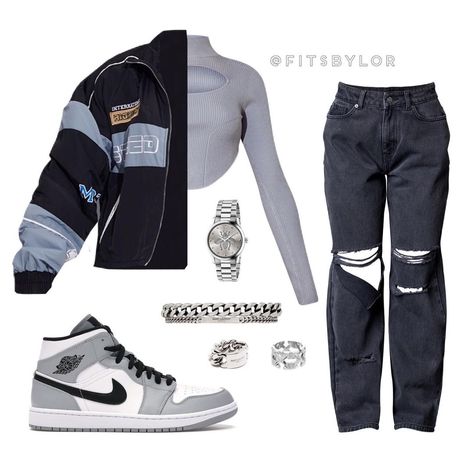 Grey Jordans Outfit, Jordans Outfit Women, Gray And White Jordans, Jordan 1 Grey, Jordan 1s Outfit, Sneaker Fits, Jordans Outfits, Jordan 1 Outfit Women, Jordan 1 Outfit