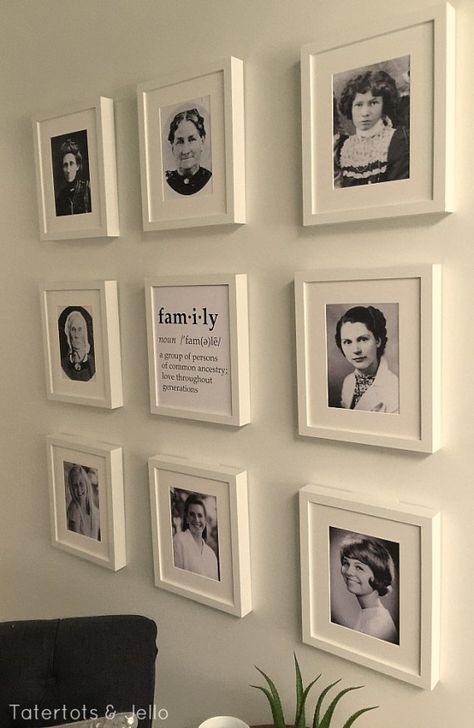 Sepia Gallery Wall, Ancestor Wall, Ancestry Wall, Frame Arrangements, Family History Crafts, History Display, Frame Inspiration, Family Tree Photo, History Wall