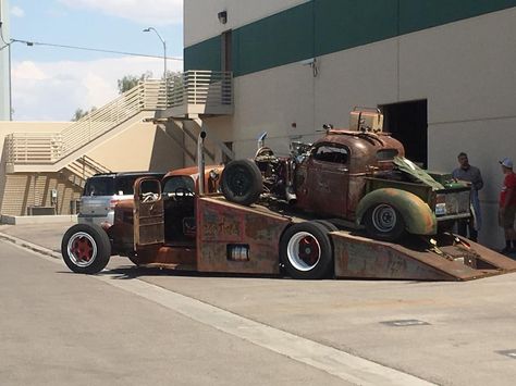 Car hauler ratrod with open front wheels, slammed to the ground, and a ramp bed on the back. Pic 4 Beetles Car, Wheels Illustration, Wheels Drawing, Craft Cardboard, Rat Rod Pickup, Classic Muscle Cars, Car Wheels Diy, Car Throttle, Car Hauler