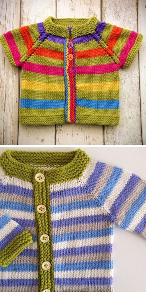 Fuss Free Baby Cardigan Free Knitting PatternLevel: upper beginner Author: Louise Tilbrook One more design with stylish horizontal stripes for all the little fashion fans out there. Which color scheme will you choose for your baby? Vibrant shades will work as well as pastels in this case. #knitfreepattern #knitforchildren #knitkimono Toddler Cardigan Knitting Pattern Free, Kids Cardigan Knitting Pattern, Infant Cardigan Knitting Pattern, Simple Baby Cardigan Knitting Pattern, Boho Knitting, Garter Stitch Cardigan Toddler Free, Diy Crochet Cardigan, Crochet Cardigan Tutorial, Knit Baby Jackets