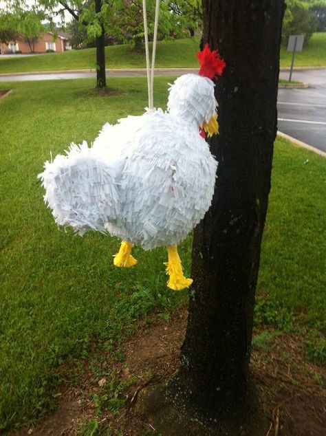 Diy Chicken Pinata, Chicken Pinata, Pinata Stick, Star Pinata, Farm Themed Party, Friendsgiving Party, Diy Pinata, Chicken Diy, Farm Theme