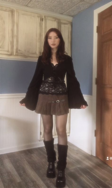 Fairy Core Dark Outfits, Fairy Grunge Skirt Outfit, Fairy Grunge Dress Outfit, Gloomy Fairycore, Dark Fairy Grunge Aesthetic Outfits, Dark Fairy Inspired Outfit, Gothic Fairy Aesthetic Outfit, Fairy Grunge Inspo Outfit, Dark Fairy Grunge Outfits