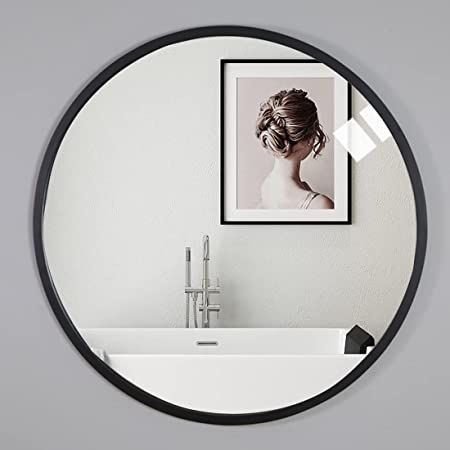 Frame For Bathroom Mirror, Round Wall Mirror Decor, Mirror Washroom, Mirror Living Room Decor, Wall Mirror Decor, Black Round Mirror, Wall Mounted Makeup Mirror, Bathroom Mirror Frame, Mirror Wall Bedroom