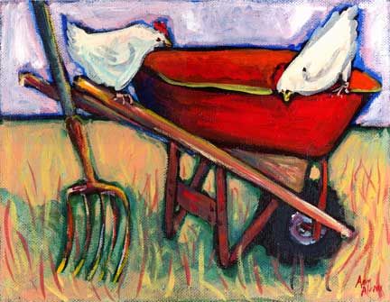 The Red Wheelbarrow Red Wheelbarrow, Red Journal, William Carlos Williams, Wheel Barrow, White Chicken, Word Pictures, Red Paint, Paint Party, Ancient Chinese