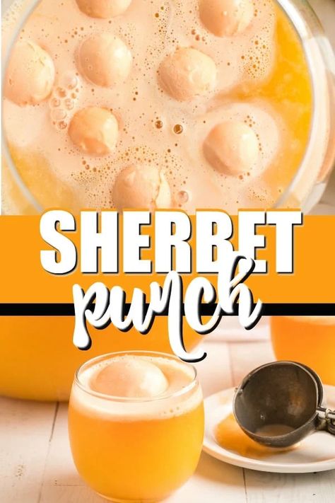 Easy Orange Sherbet Punch Soda Punch Recipes, Punch Recipes Non Alcoholic With Sherbet, Easy Punch Recipes Non Alcoholic, Orange Sherbet Punch, Raspberry Baking, Frappe Recipes, Sherbet Punch Recipes, Sherbet Punch, Princess Pinky Girl