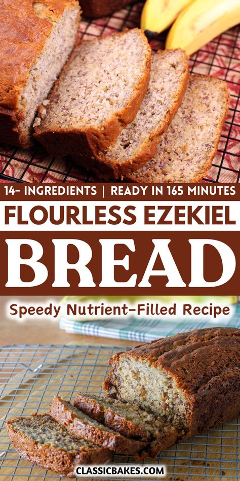 This recipe simplifies Ezekiel bread by using ground beans instead of sprouted ones, reducing preparation time to less than an hour. Key ingredients include grains, beans, and spelt flour. Diy Ezekiel Bread, Flourless Bread Recipes, Homemade Ezekiel Bread Recipe, Ezekiel Bread Recipe, Flourless Bread, Ezekiel Bread, Japanese Bread, Chicken Dishes Easy, Bean Flour