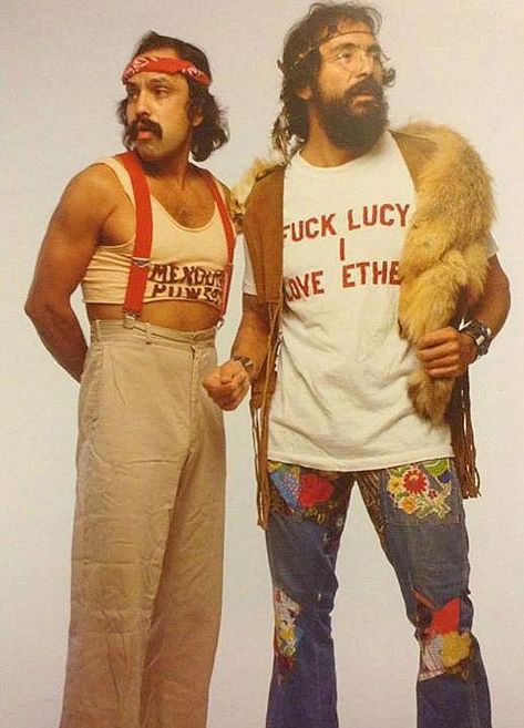 Cheech Marin and Tommy Chong 1970s Cheech And Chong Costumes, Tiki Outfit, Cheech N Chong, Ted Bessell, Enby Outfits, Cheech Marin, Tommy Chong, Marlo Thomas, Grace Slick