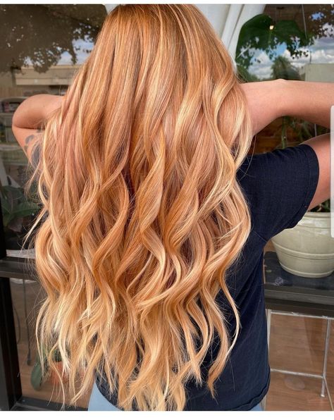 Honey Red Blonde Hair, Neutral Strawberry Blonde Hair, Blond Copper Balayage, Ginger Hair Ideas Highlights, Honey Copper Hair Color, Summer Strawberry Blonde Hair, Ginger Highlights In Blonde Hair, Light Auburn Hair Color Copper Strawberry Blonde, Strawberry Blond Balayage