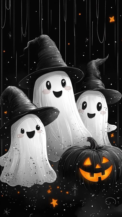 Halloween Wallpaper Cartoon, Starch Ghosts, Cartoon Town, Happy Halloween Pictures, Sky Zone, Photo Halloween, Halloween Wallpaper Backgrounds, Halloween Wallpaper Cute, Ghost Art