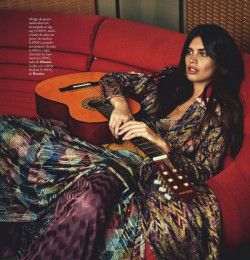 Lady Retro in Elle Spain with Sara Sampaio wearing Hermes,Missoni,Versace - Fashion Editorial | Magazines | The FMD Guitar Fashion Editorial, 70s Editorial Photoshoot, Music Fashion Editorial, 70s Fashion Editorial, 70s Editorial, Boho Editorial, Spain Women, 70s Photoshoot, Boho Rocker