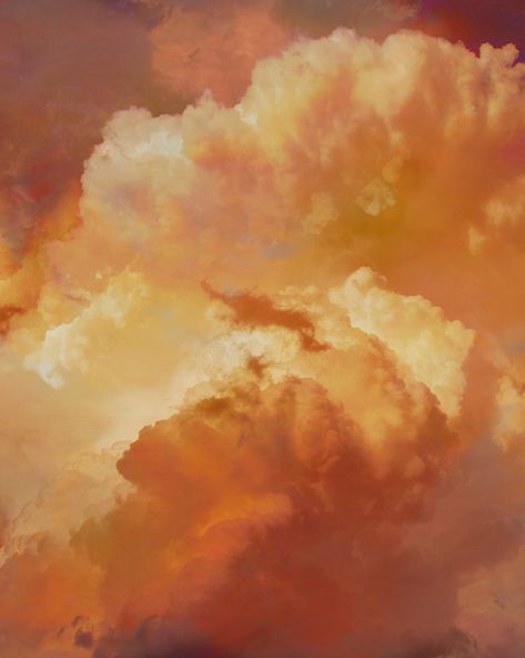 Golden Hour Wallpaper Desktop, Orange Clouds Painting, Orange Clouds Aesthetic, Oyster Catcher, Orange Clouds, Cloud Ceiling, Orange Palette, Yellow Cloud, Ceiling Painting