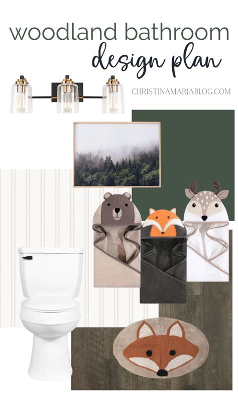 woodland bathroom design plan for kids Bathroom Design Plan, Woodland Bathroom, Eclectic Bathroom Decor, Modern Cottage Bathroom, Kids Sink, Bathroom Design Plans, Beadboard Wallpaper, Vintage Bathroom Decor, Eclectic Bathroom