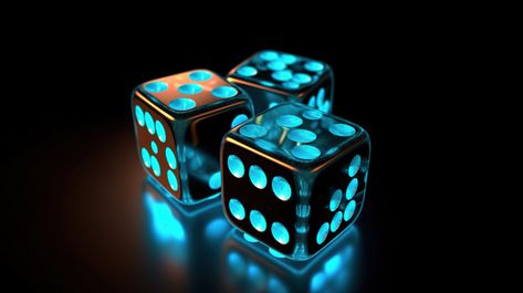 Ilustrasi Dadu 3d Yang Dirender Dari Konsep Perjudian Menampilkan Lampu Biru Neon Dengan Latar Belakang Hitam#pikbest#Backgrounds#Others Girl Gang, Neon Blue, Black Backgrounds, Poker, Light Blue, Neon, Blue, Quick Saves, Black