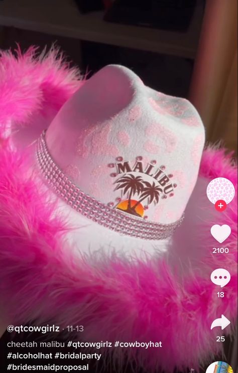 Malibu Hat Diy, Malibu Rum Cowboy Hat, Alcoholic Drink Cowboy Hats, Drink Cowgirl Hats, Alc Cowboy Hats, Malibu Cowgirl Hat, Cowgirl Hat Ideas, Alcohol Cowboy Hats, Diy Cowgirl Hat Ideas