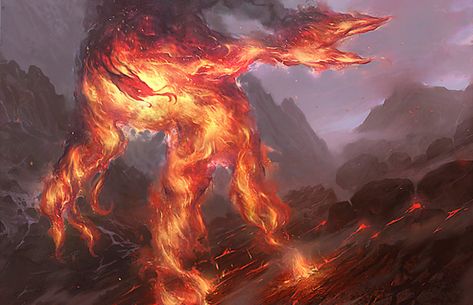 Chump Blocking | MAGIC: THE GATHERING Elemental Gods, Fire Elemental, Flame Princess, Body Pose Drawing, Fantasy Male, Magical Forest, Drawing Videos, Fantasy Illustration, Elements Of Art