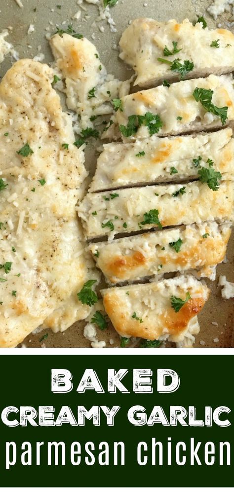 Baked Garlic Parmesan Chicken | Baked Chicken | Chicken Recipes | Baked garlic parmesan chicken is an easy dinner that everyone will LOVE! #easydinnerrecipes #chicken #dinner Chicken Recipes Baked, Baked Garlic Parmesan Chicken, Chicken Garlic, Chicken Baked, Easy Chicken Breast, Chicken Breast Recipes Easy, Parmesan Recipes, Baked Chicken Parmesan, Easy Baked Chicken