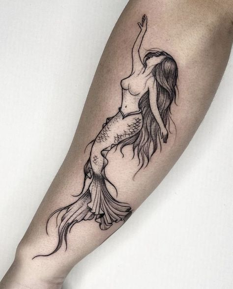 Vintage Mermaid Tattoo, Holiday Tattoo, Siren Tattoo, Mermaid Tattoo Designs, Serpent Tattoo, Inner Forearm Tattoo, Z Tattoo, Ankle Tattoos For Women, Octopus Tattoo