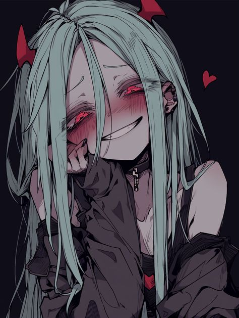 Obsessive Anime Pfp, Cute Yandere Pfp, Anime Horror Art, Gothic Anime Characters, Anime Scary Pfp, Crazy Anime Girlies, Scary Desktop Wallpaper, Gorey Anime, Experimented Oc