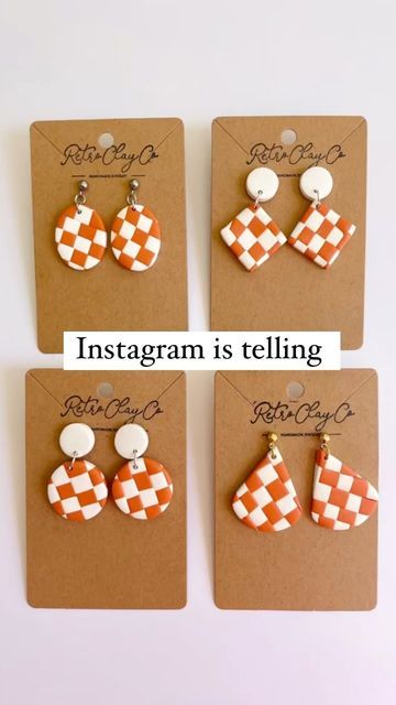 Clay Football Earrings, Football Polymer Clay Earrings, Football Clay Earrings, Orange And White Checkerboard, Tiktok Comments, Football Earrings, Money Moves, Earrings Ideas, Clay Earring