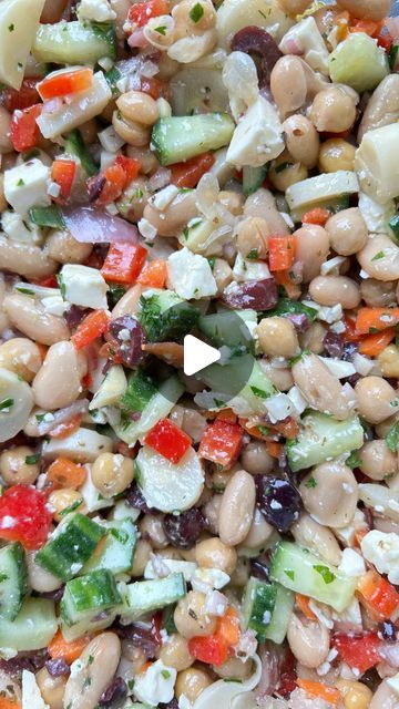 Felicia | Easy Recipes on Instagram: "As my husband Eric says, this is some “Bangin’ Bean Salad!” 😂

Bean salad is one of my favorite things to make when I have veggies in the fridge that need to be used. It’s such a great way to get more life out the vegetables and spruce up whatever ingredients you have laying around that need to be used up. My champagne vinaigrette is perfect for really any bean salad you throw together - the ingredients for it are below! I also love using garbanzo beans and cannellini beans as I love the texture their combo brings! Here’s how I built this particular bean salad today, but like I said, use whatever veggies, cheese, etc that you want! 

Ingredients:
1 can of garbanzo beans & 1 can of cannellini beans, rinsed thoroughly 
Diced cucumber, red pepper, carrot Champagne Vinaigrette, Cannellini Beans, Garbanzo Beans, More Life, Things To Make, Bean Salad, Red Pepper, Red Peppers, My Favorite Things