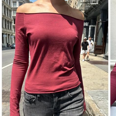 Brandy Melville Burgundy Bonnie Top Bonnie Top Brandy, Burgundy Top, Flattering Tops, Harajuku Streetwear, Black Long Sleeve Top, Vintage Skirt, Brandy Melville, Women Crop, Brandy