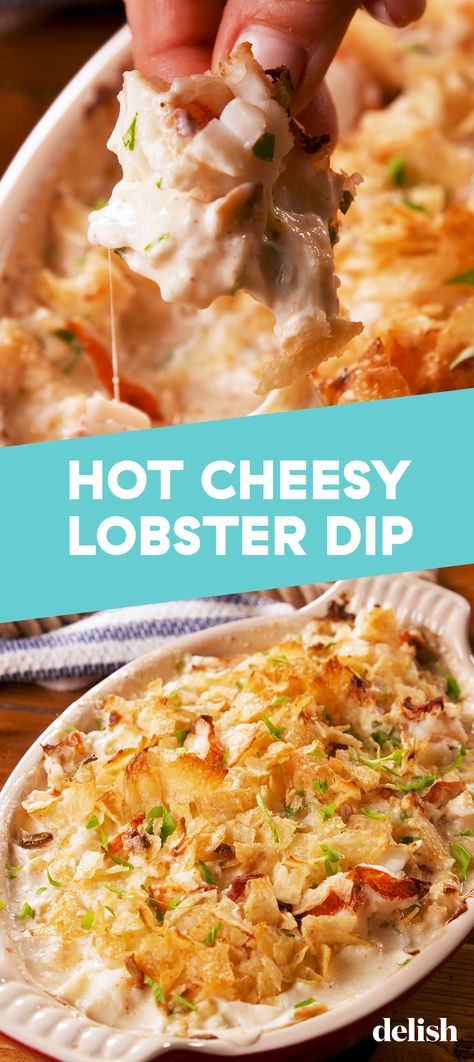 Hot Cheesy Lobster Dip will be gone before it even cools off. Get the recipe at Delish.com. #recipe #easy #easyrecipes #delish #lobster #seafood #dip #cheese #party #partyrecipes #partyideas #parties Lobster Appetizers, Lobster Dip, Seafood Dip, Cheesy Dip, Seafood Chowder, Appetizers For A Crowd, Lobster Recipes, Seafood Appetizers, The Dip