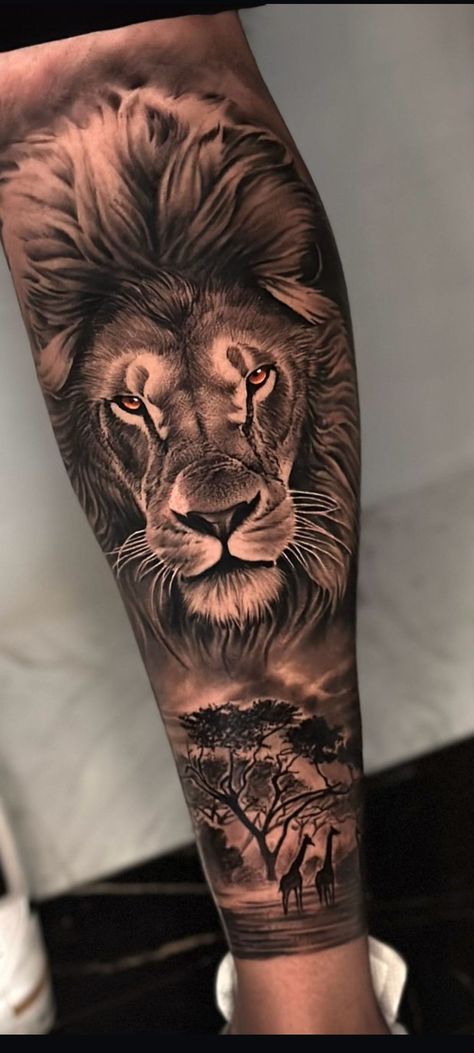 Thigh Lion Tattoo Man, Lion Tattoo For Men Shoulder, Lion Quad Tattoo Men, Lion Tattoo Half Sleeve For Men, Lion Roar Tattoo Design, Unique Lion Tattoo For Men, Lion Safari Tattoo, Leo Forearm Tattoo For Men, Sleeve Tattoos Ideas For Guys