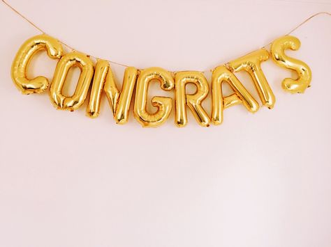 Mylar Letter Balloons, Congratulations Balloons, Gold Letter Balloons, Gold Foil Balloons, Graduation Party Planning, Graduation Balloons, Balloon Kit, Art Origami, Giant Balloons