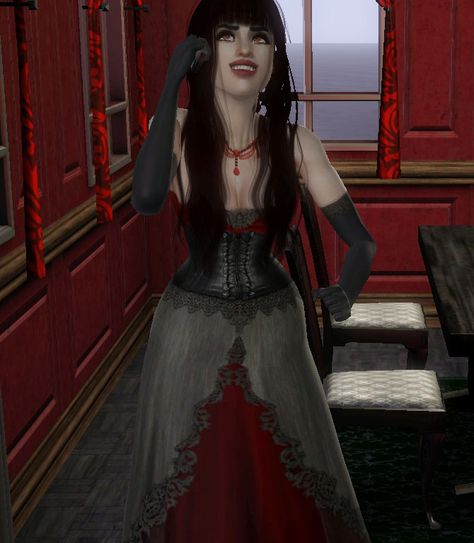 Mod The Sims - Vampire Gown Conversion Sims 3 Vampire Cc, Sims Vampire, Vampire Gown, Vampire Decor, Ts3 Cc, Vampire Dress, Sims 3 Mods, Blue Screen, Free Service